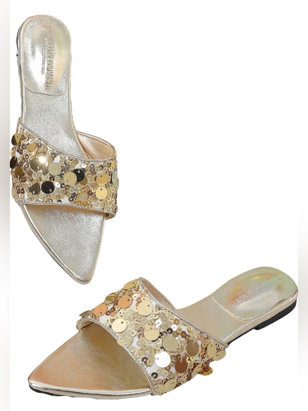 Gold Sequin Slide Sandals for Women NWT SZ 7.5